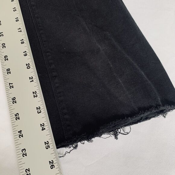 Spanx Cropped Flare Jeans Womens Large Black Raw Hem Pull On Stretch Denim - Picture 9 of 11